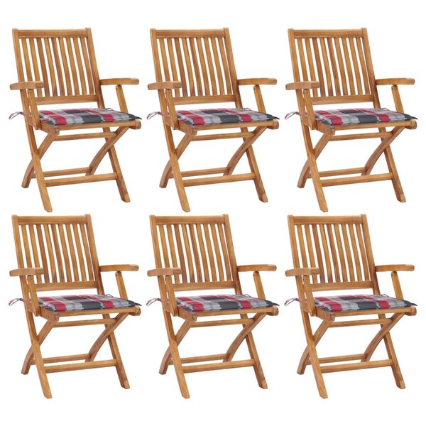 vidaXL Chaises pliables de jardin avec coussins lot de 6 Bois de teck