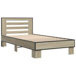 vidaXL Cadre de lit chêne sonoma 90x200 cm bois d'ingénierie et métal