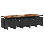 vidaXL Ensemble à manger de jardin 11 Pièces coussins noir résine tressée