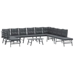 vidaXL Bancs de jardin avec coussins lot de 6 acier enduit de poudre