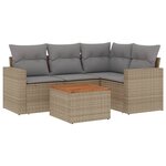 vidaXL Salon de jardin avec coussins 5 Pièces beige résine tressée