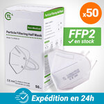 LOT DE 50 MASQUES FFP2 TL - NR CERTIFIÉ NORME CE EN149 - MASQUE DE PROTECTION RESPIRATOIRE - HAUTE FILTRATION 5 COUCHES - STOCK FRANCE LIVRAISON RAPIDE - BOÎTE 50 PIÈCES