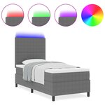 vidaXL Lit ressorts avec matelas & lumière LED gris 90x200 cm tissu côtelé