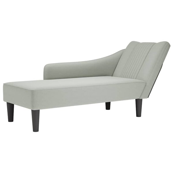 vidaXL Fauteuil long avec accoudoir droit gris clair velours