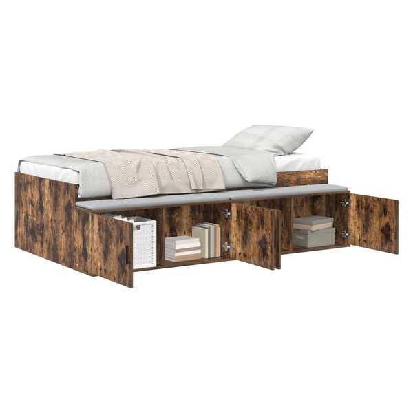 vidaXL Cadre de lit Chêne fumé 100 x 200 cm Bois d'ingénierie