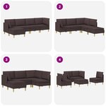 vidaXL Canapé modulaire avec rangement 5 Pièces Marron foncé Tissu