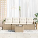vidaXL Ensemble de canapé de jardin avec coussin 5 Pièces Beige et crème