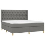 vidaXL Sommier à lattes de lit avec matelas Gris foncé 180x200cm Tissu