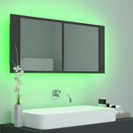 vidaXL Armoire de salle de bain à miroir LED Gris 100x12x45 Acrylique
