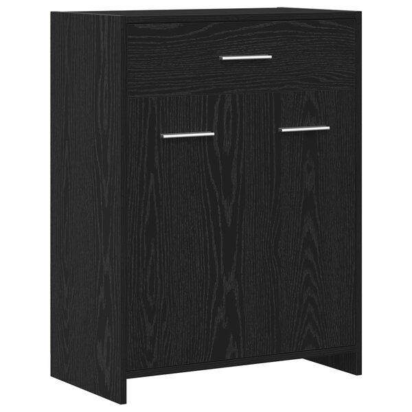 Meuble de salle de bain vidaXL Noir Chêne 60x33x80 cm en bois d'ingénierie