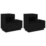 vidaXL Tables de chevet 2 Pièces Noir 60x34x51 cm Bois de pin solide