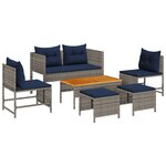 vidaXL Ensemble de canapé de jardin 6 Pièces gris et bleu marine