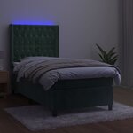 vidaXL Sommier à lattes de lit matelas et LED Vert foncé 100x200 cm