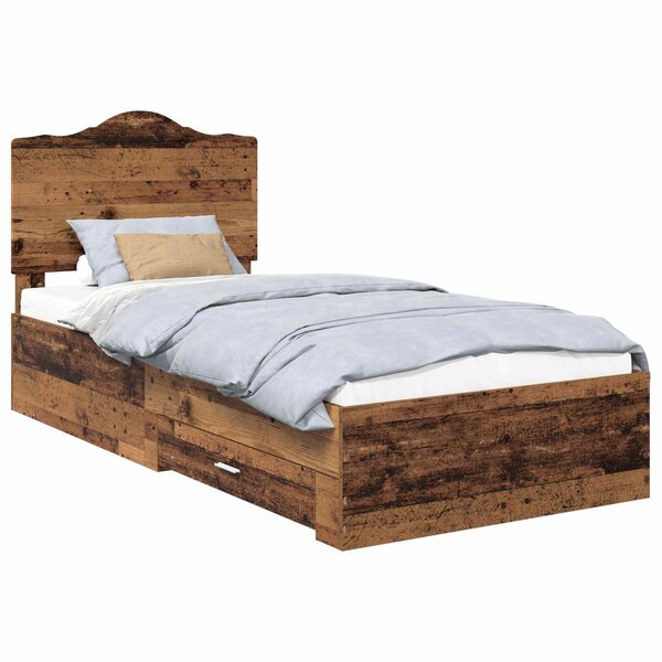 vidaXL Cadre de lit Bois ancien 90 x 190 cm Bois d'ingénierie
