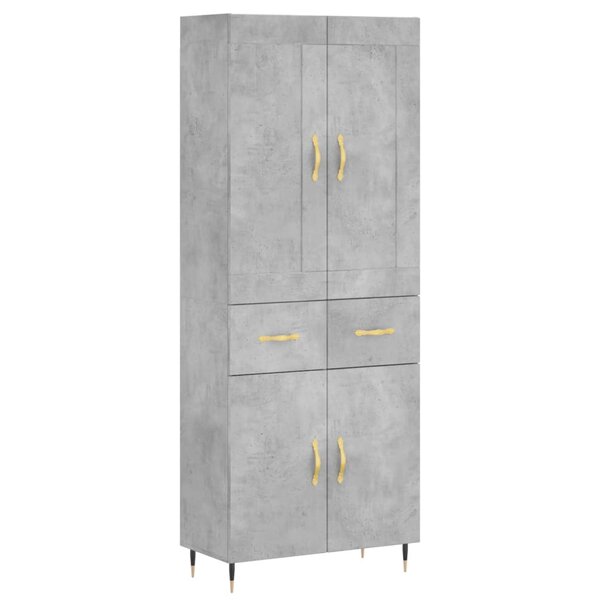 vidaXL Buffet haut Gris béton 69 5x34x180 cm Bois d'ingénierie