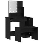 vidaXL Ensemble de table de maquillage LED avec porte 2 Pièces Chêne noir