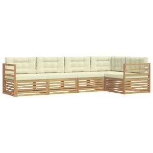 vidaXL Ensemble de canapés d'extérieur 5 Pièces Blanc et crème Polyester