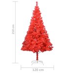 vidaXL Sapin de Noël artificiel avec support rouge 210 cm PVC