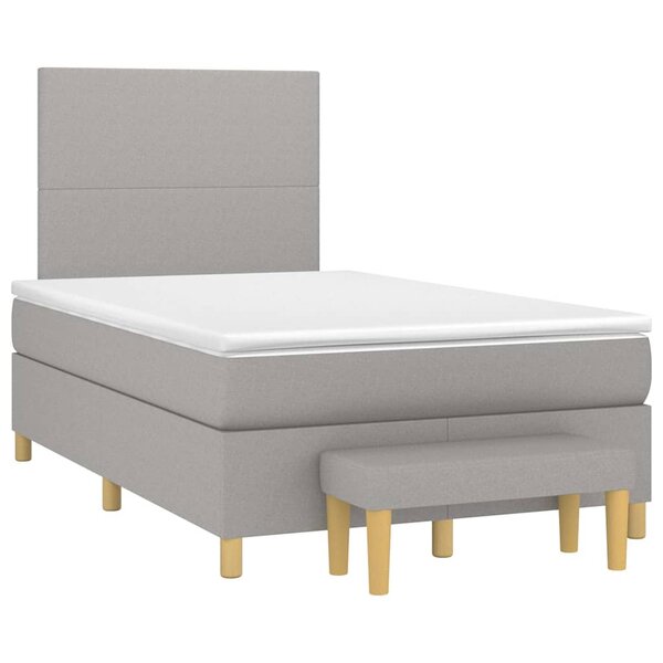 vidaXL Sommier à lattes de lit et matelas gris clair 120x190 cm tissu