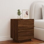 vidaXL Armoire de chevet et lumières LED chêne marron bois ingénierie
