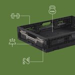 Pack and Move - Lot 3 Bacs Rangement Pliables - Charge 10 kg - 40 x 60 x 11 5 cm - Stockage  Outillage - Rangement Facile - Robustes - 23L