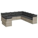 vidaXL Salon de jardin 11 Pièces avec coussins gris clair résine tressée