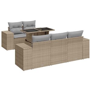 vidaXL Salon de jardin avec coussins 6 Pièces beige résine tressée