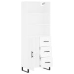 vidaXL Buffet haut Blanc 69 5x34x180 cm Bois d'ingénierie