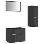 vidaXL Ensemble de meubles de salle de bain Gris brillant Aggloméré