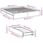 vidaXL Cadre de lit et tiroirs sonoma gris 200x200cm bois d'ingénierie