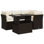 vidaXL Salon de jardin avec coussins 5 Pièces marron résine tressée