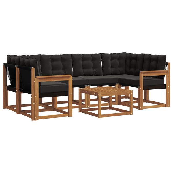 vidaXL Ensemble de canapés d'extérieur 7 pc Naturel et Noir