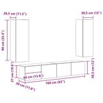 vidaXL Ensemble de 4 Meubles TV - Muraux en Bois d'Oak Noir