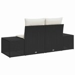 vidaXL Sofa de jardin 2 places avec coussins en polyrotin noir