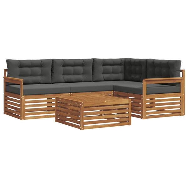 vidaXL Ensemble de canapés d'extérieur 5 pc Naturel et Anthracite
