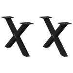 vidaXL Pieds de table basse en forme de X  2 pièces  noir  60 x (30-31) cm  acier