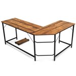 Bureau table d'ordinateur d'angle en bois et métal 168 x 125 x 74 cm marron