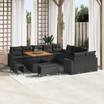Ensemble de canapé de jardin de 13 pièces avec coussins noir en poly rotin
