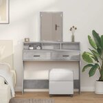 vidaXL Coiffeuse Gris béton 100 x 41 x 140 cm Bois d'ingénierie