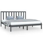 vidaXL Cadre de lit Gris Bois de pin massif 200x200 cm