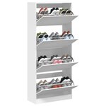 vidaXL Armoire à chaussures 4 tiroirs rabattables blanc 80x34x187 5 cm