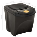 vidaXL Poubelles empilables 3 Pièces Anthracite 75 L