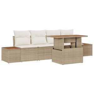 vidaXL Ensemble de salle à manger pour jardin 5 Pièces Beige et crème