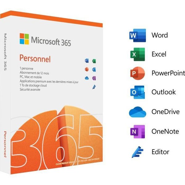 MICROSOFT 365 Personnel - 1 utilisateur - PC ou Mac - Abonnement 1 an