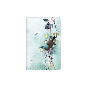 Carnet piqué 11x17cm - 96 pages lignées - chacha sakura oiseau modèle 1