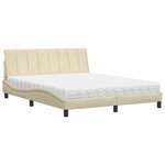 vidaXL Lit avec matelas crème 160x200 cm tissu