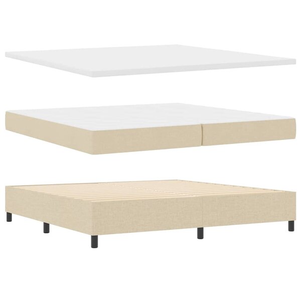 vidaXL Lit à ressorts avec matelas Crème 200 x 200 cm tissu
