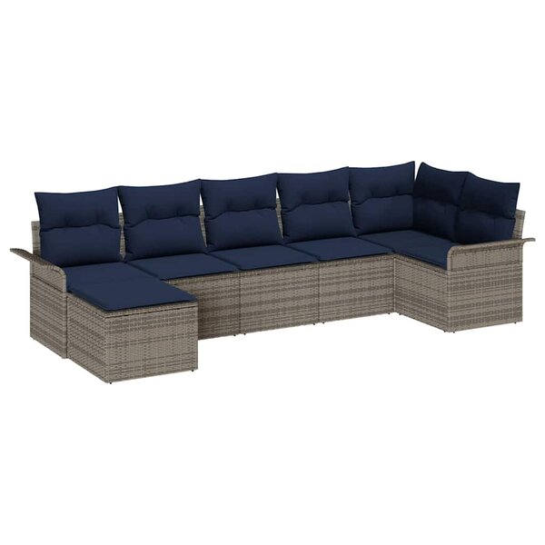 vidaXL Ensemble de canapé de jardin avec coussin Gris polyrotin