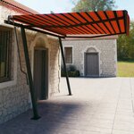 vidaXL Auvent manuel rétractable avec poteaux 4 5x3 m Orange et marron