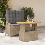 vidaXL Ensemble à manger de jardin et coussins 2 Pièces beige poly rotin